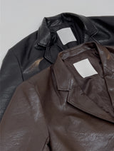 [unisex] Crack Single Leather Over Fit Jacket