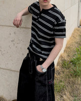 Diron Striped Henley Knit
