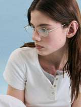 NUBASIC ヘンリーネック Tシャツ ホワイト