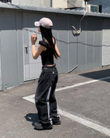 (Unisex) トラックデニムパンツ