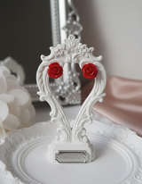 [Kwon Eunbi Earrings] プチローズカボションピアス - Red