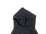 [Fleece/Sleeves Button] Rambo Brushed High Neck Ribbed Button Hood Knit