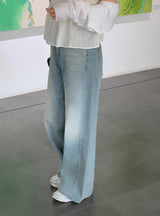 MR Washed Denim Wide Pants