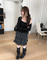 Hypee Check Tiered Midi Skirt