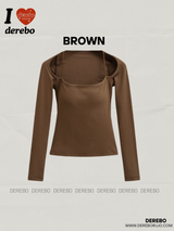 Square Neck Strap Line Long Sleeve Tee