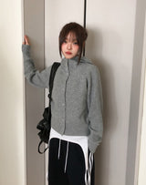 Sein High Neck Hood Knit Cardigan
