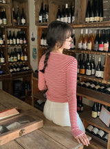 Slim Fit Crop Border Rib Knit (4color)