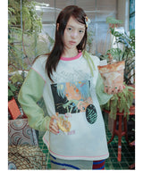 UnsocialNight original design autumn and winter light green cute イラストプリントハーフスカート female