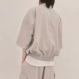 street shape shortsleeve zipup_beige