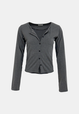 Glen Stripe Layered Cardigan
