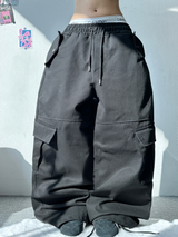 OVER HIP WIDE CARGO PANTS💚🖤🩶 - 3 COLORS