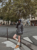 Pony Two-Way Knit Hooded Zip-Up