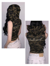 Camo pattern Sleeveless Hoodie