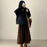 ピュードコーデュロイバンドウエストロングスカート