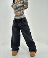 (UNISEX/ S-3XL) BALLOON DARK BLUE WIDE HAREM UNISEX PANTS