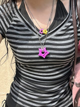 gleaming twin little star dot necklace [purple yellow]