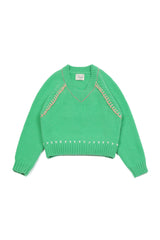 Heart Needle V-neck Knit [Green]