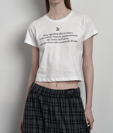 [mnem] オリーブプリントのクロップドTシャツ (white)