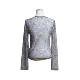 (2color) Bokeh Flower Sheer Mesh Tee