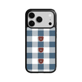 【MADE】Teddy button Check_Blue iPhone case [Glossy Glass/Basic] ｜Acrylic attachment case