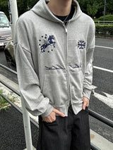West semi-cropped zip-up hoodie