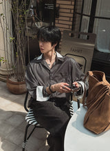 Ille Stripe Color Matching Shirt
