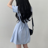 Furby A-line strap short-sleeved shirt mini dress