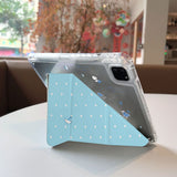 Blue Rain Dot Pattern Y-Fold iPad Case