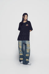 24FW CRACK STAR LOGO SHORT SLEEVE T-SHRIT BLACK