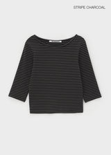 [B-BASIC] スタンダードボートネック 7/8 スリーブTシャツ 2サイズ