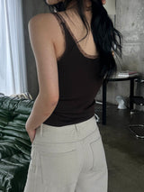 Lace deep v neck sleeveless(2color)