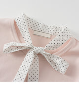 Chloe Dot Ribbon Knit Blouse