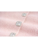Aria Beads Detail Wool Blended Knit Cardigan Pink