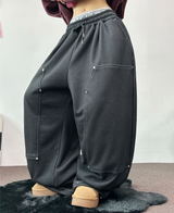 MINK🐻🧸RIVET STRING LONG WIDE PANTS 💙🖤2COLOR