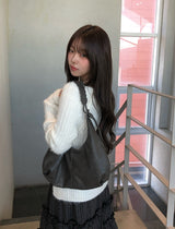 Ine Half Moon Two-Way Leather Cross Shoulder Bag