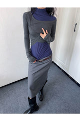 ソフトアンバランスオフショルダー長袖シャツ