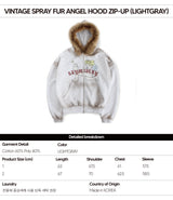 Vintage Spray Fur Angel Hood Zip-up (Lightgray)
