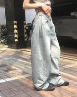 コンティウォッシングサイドピンタックワイドデニムパンツ *Wonder Same Product