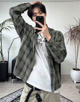 カアンカッティングチェックシャツ