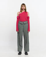 Detachable Sleeve One Shoulder Top _ PINK