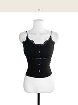 [ built-in bra pads ] アッシュビデレーススリムスリーブレストップ