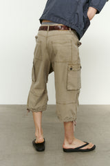 Vintage Military Capri Cargo Pants (Washed Beige)