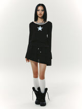 TWIST FRILL SKIRT BLACK