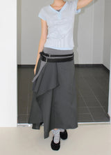 UNBALANCE WRAP LAYERED SKIRT