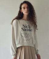 NICOLE NARCISSUS FLOWER CROP SWEATSHIRT_CREAM