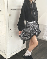 Bondin Check Lace Asymmetrical Skirt