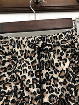 Leopard Shirring Skirt Pants