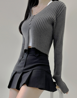 (FABRIC GUARANTEED/GLAM FIT🩶) 4 COLORS ボディーシェイプボタンニットカーディガンボレロ 🩶