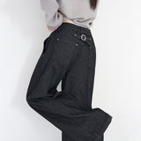 [Made] Katen Bizo Strap Stripe Wide Denim Pants - 2 Colors