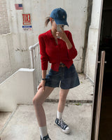 [BELLIDE MADE] Vivid, collar neck rib knit cardigan